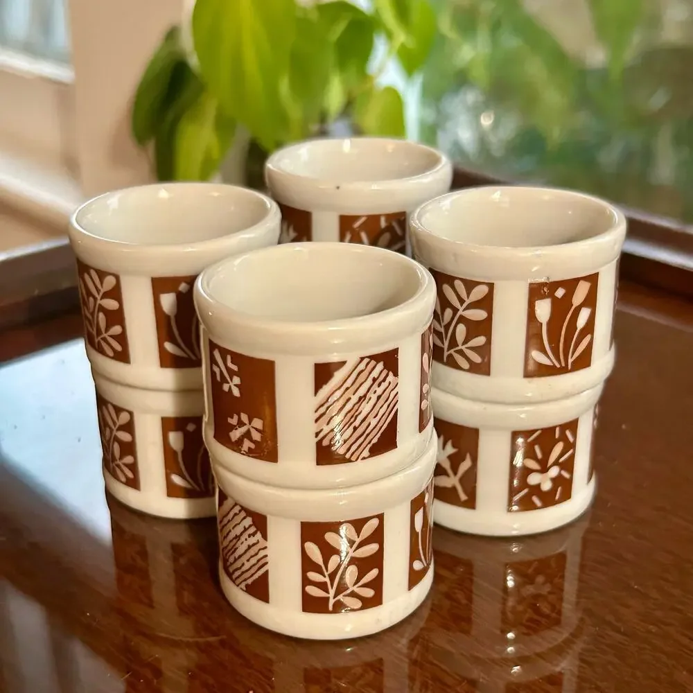 Vintage Town and Country Linen Corp Floral Porcelain Napkin Rings Set of 8